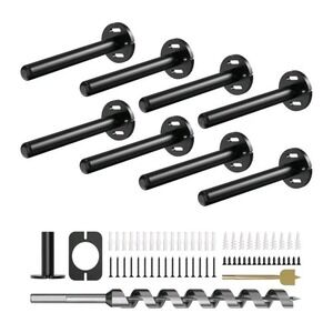 8 Piece-6in, Heavy Duty Black, Invisible Floating Shelf Bracket, Tools Included